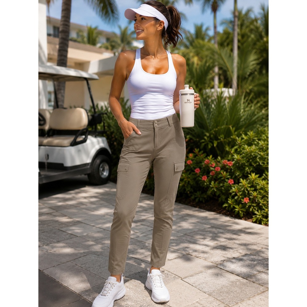 Anatomie Taupe Travel Cargo Pants Women's XL Stretch Utility Safari Ankle